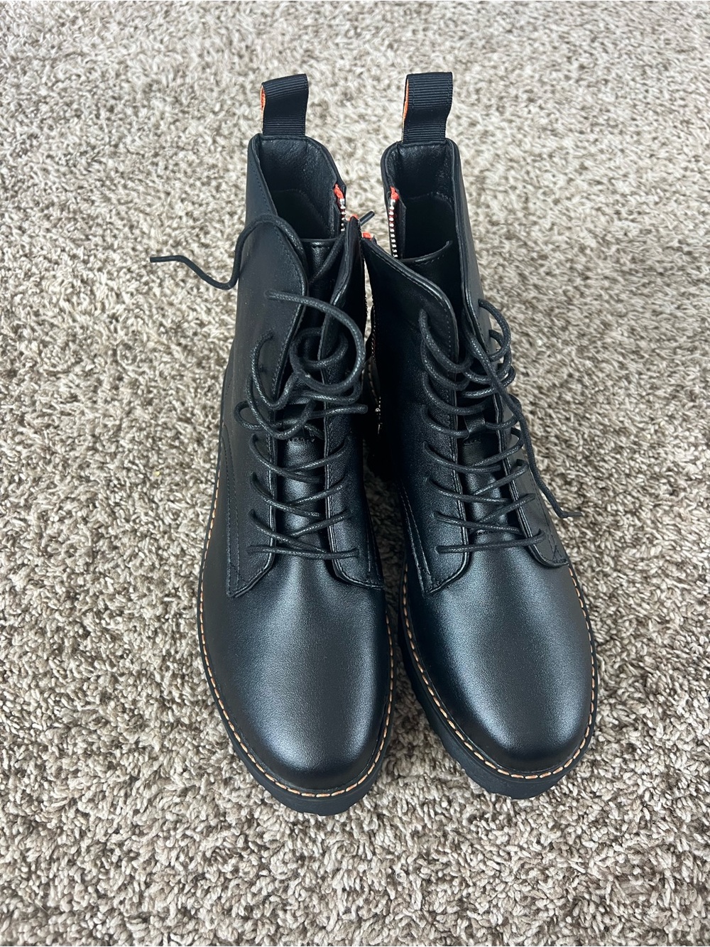 French Connection Women’s Black Lace-Up Leather Boots